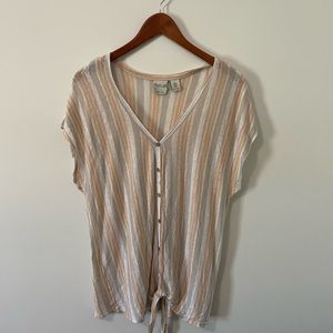 100% linen Rachel Zoe striped pastel colored shirt